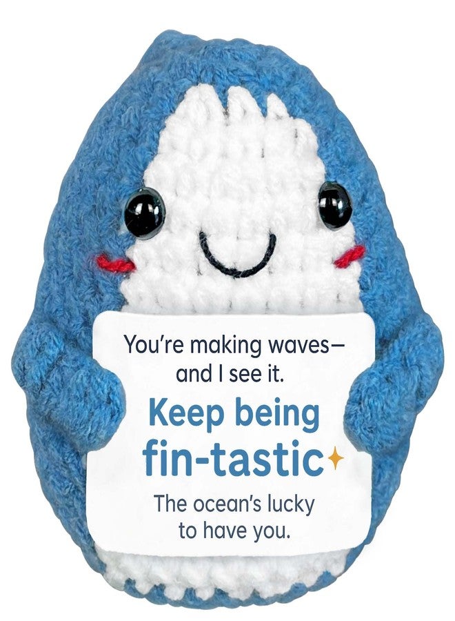 Krinisou Positive Animals Crochet Dolphin Gifts for Women, Cute Dolphin Decor for Home Desk Office Room, Mini Unique Inspirational Motivational Encouragement Gift - Image 1